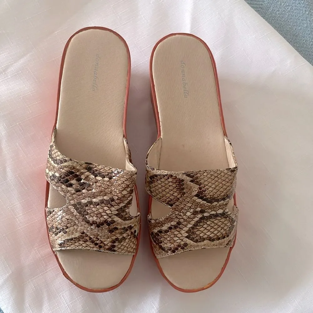 DONNABELLA SNAKESKIN WITH CONTRASTING ORANGE PLATFORM.   NEW
